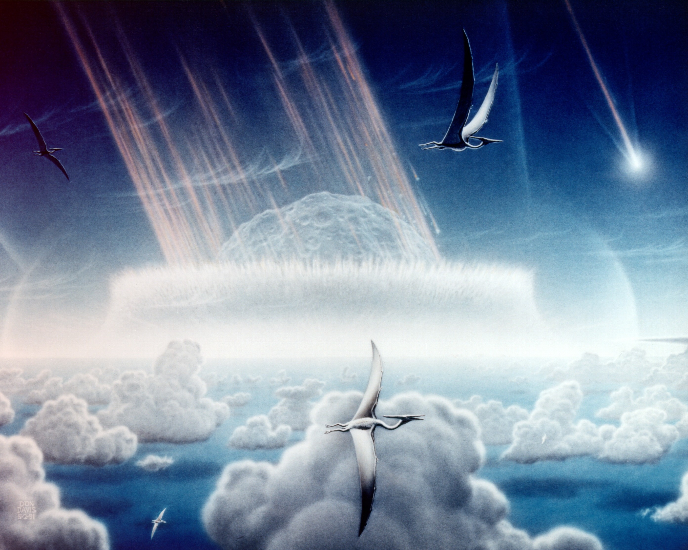 Artist's impression of the Chicxulub asteroid impact 66 million years ago