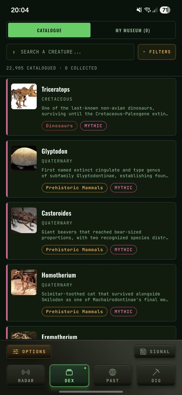 Fossil-DEX species dossier